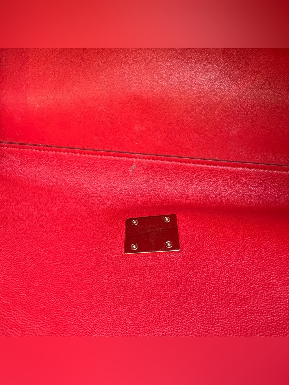 CELINE Red Grained Leather And Suede Medium Trapeze Bag - Picture 13 of 16